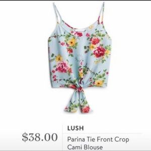 Lush Parina Tie Front Crop Cami Blouse